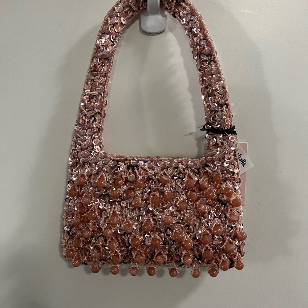 Elegant Pink Beaded Women's Bag